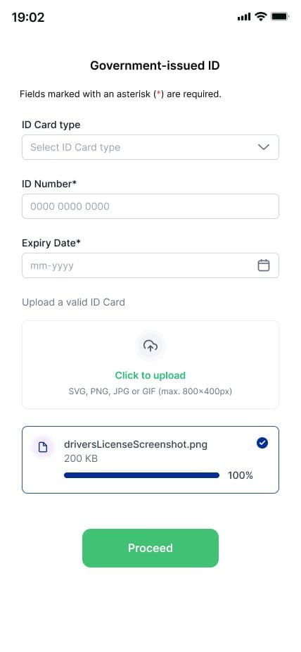 BoursePad app screen for profile verification